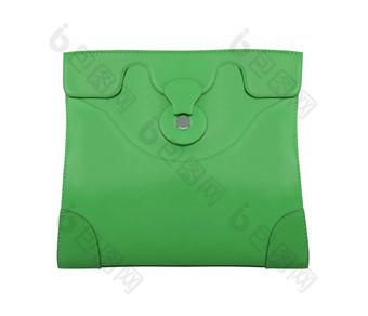 明亮的绿色手提包孤立的白色背景明亮的绿色手提包