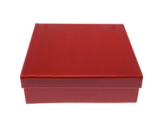 红色的皮革盒子孤立的白色背景红色的皮革盒子