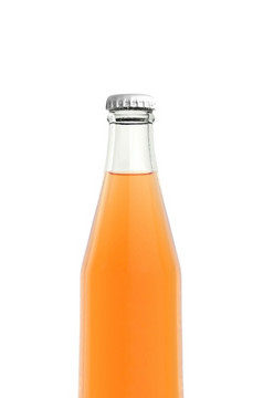 橙色汁喝玻璃瓶孤立的白色橙色汁喝玻璃瓶