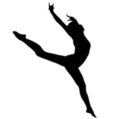 黑色的轮廓的芭蕾舞女演员白色背景黑色的轮廓的芭蕾舞女演员