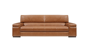 棕色（的）皮革沙发孤立的白色背景棕色（的）皮革沙发孤立的