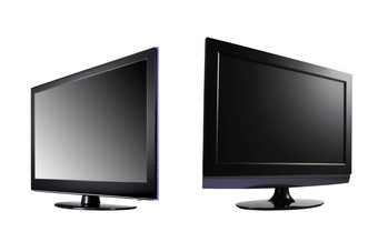 两个液晶显示器高定义平屏幕对白色背景两个液晶显示器高定义平屏幕