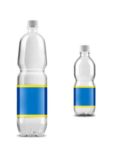 大与小瓶装水孤立的白色背景大与小瓶装水