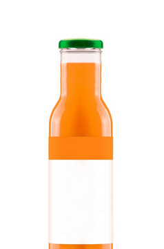 橙色汁孤立的白色背景橙色汁玻璃瓶