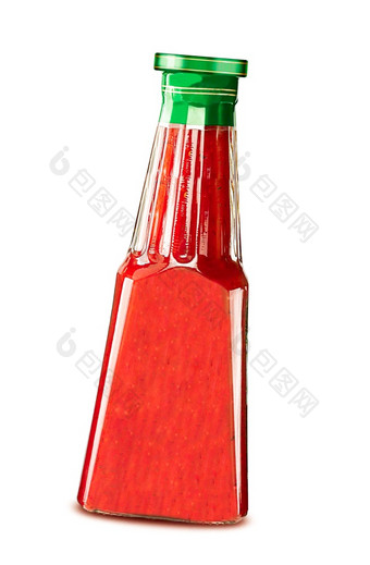 玻璃瓶番茄酱孤立的白色玻璃瓶番茄酱孤立的