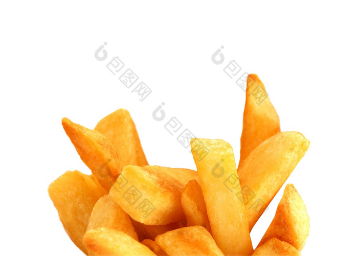 法国薯条特写镜头孤立的白色背景特写镜头法国薯条
