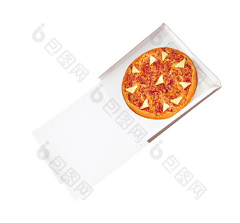 披萨开放纸盒子白色背景披萨开放纸盒子