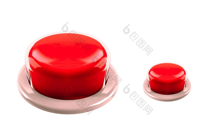 红色的大和小按钮孤立的白色背景红色的大和小按钮孤立的