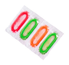 色彩斑斓的避孕套孤立的白色背景色彩斑斓的避孕套