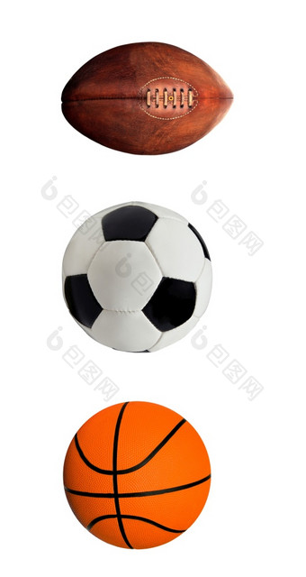 足球soccerball和篮球孤立的白色背景足球soccerball和篮球