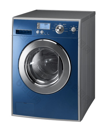 蓝色的孤立的洗机白色背景蓝色的孤立的洗机