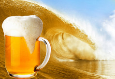 金啤酒波使从海洋波金啤酒波