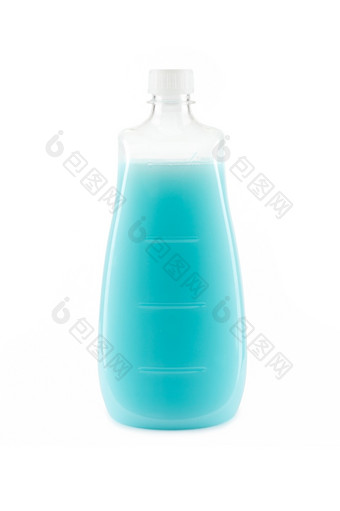 蓝色的洗发水瓶孤立的白色背景蓝色的洗发水瓶