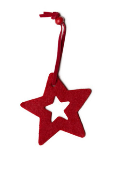 红色的五个指出明星圣诞节装饰为女巫树红色的五个指出明星圣诞节装饰