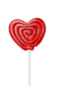 红色的heart-lollipop孤立的白色背景红色的heart-lollipop孤立的白色