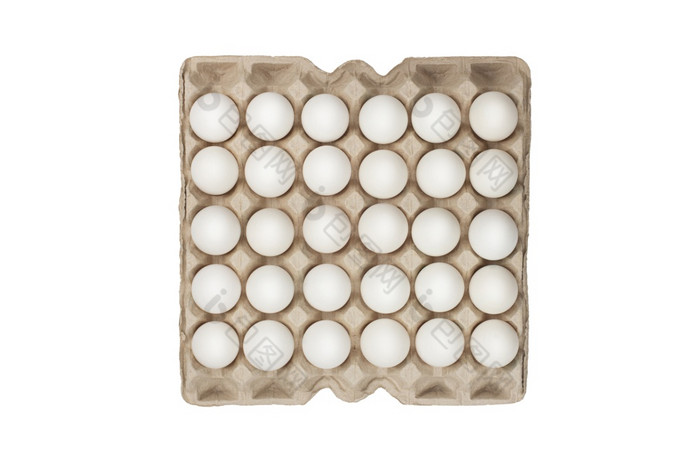 二十四个白色鸡蛋盒子孤立的白色背景二十四个白色鸡蛋盒子