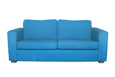 蓝色的沙发孤立的白色背景蓝色的沙发