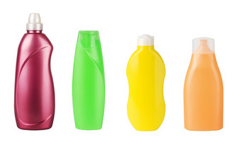 绿色塑料瓶孤立的白色背景不同的化妆品产品为个人哪
