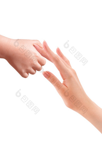 婴儿手持有妈妈。手指孤立的白色背景婴儿手持有妈妈。手指