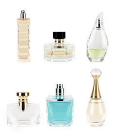 不同的香水白色背景不同的香水