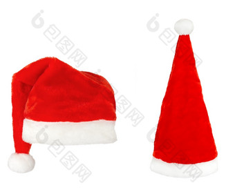 两个圣诞<strong>老人老人</strong>红色的帽子孤立的白色背景两个圣诞<strong>老人老人</strong>红色的帽子白色背景