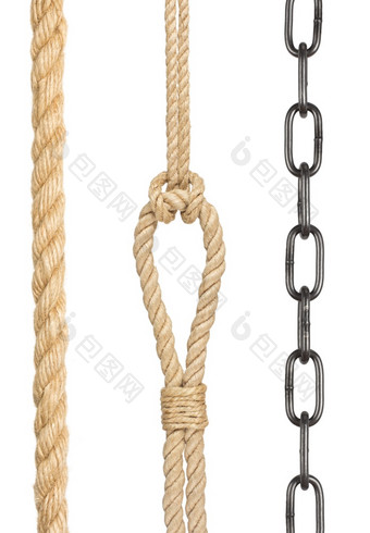 集合链和绳子白色背景集合链和绳子