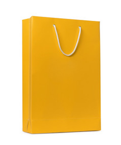 黄色的购物袋孤立的白色背景黄色的购物袋