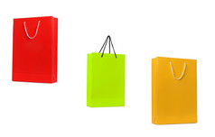 各种各样的彩色的购物袋白色背景各种各样的彩色的购物袋