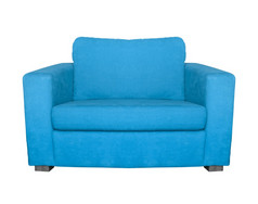 蓝色的扶手椅孤立的白色背景蓝色的扶手椅