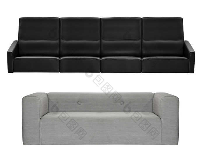 灰色和黑色的现代沙发孤立的白色背景灰色和黑色的现代沙发孤立的
