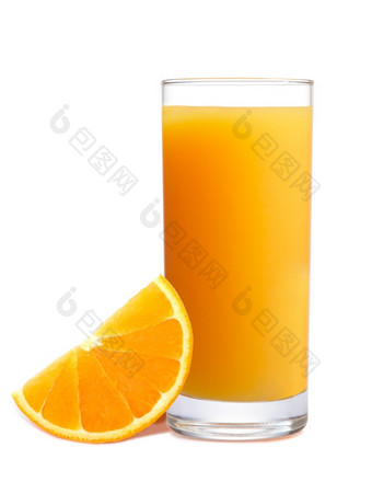 橙色汁和片橙色孤立的白色橙色汁