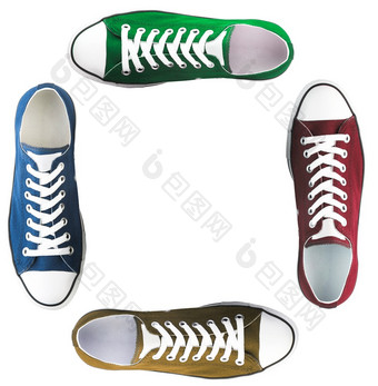 棒球靴子运动鞋不同的颜色孤立的白色背景棒球靴子运动鞋不同的颜色
