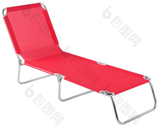 红色的帆布躺椅孤立的白色背景红色的帆布躺椅孤立的