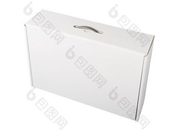 白色纸板盒子前面视图孤立的白色背景白色纸板盒子前面视图