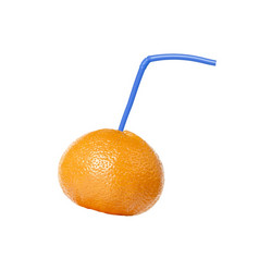 橘子与小管孤立的白色