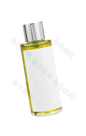 香水黄色的瓶孤立的白色背景香水黄色的瓶孤立的白色