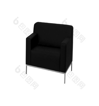 现代黑色的皮革沙发孤立的白色背景现代黑色的皮革沙发孤立的