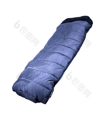 睡觉袋使用保持温暖的野营旅行孤立的白色背景睡觉袋使用保持温暖的野营旅行