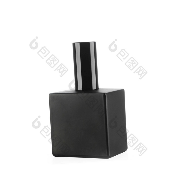 黑色的香水瓶孤立的白色背景黑色的香水瓶