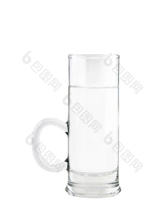 玻璃新鲜的和清晰的水孤立的白色背景玻璃新鲜的和清晰的水