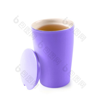 茶热水瓶杯子孤立的白色背景茶热水瓶杯子