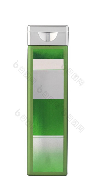 绿色洗发水瓶白色孤立的绿色洗发水瓶