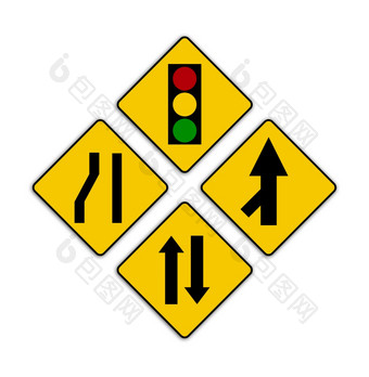 集变体锋利的交通路标志孤立的白色背景集变体锋利的交通路标志孤立的