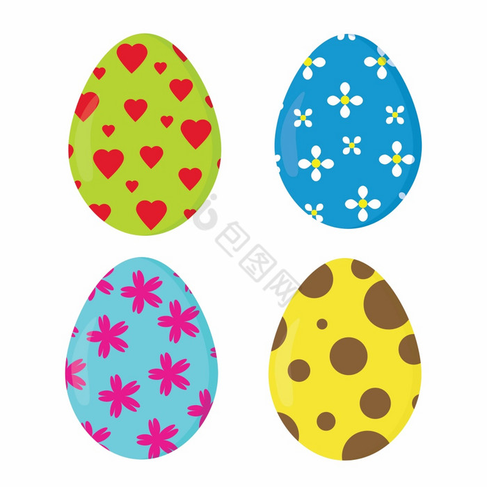 快乐向量与色彩斑斓的鸡蛋超级向量复活节蛋图片