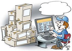 卡通插图机械师谁订单货物在的互联网