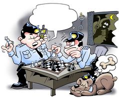 警察玩国际象棋小偷股份