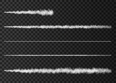 烟从空间火箭发射多雾的飞机小道孤立的透明的背景雾现实的向量纹理