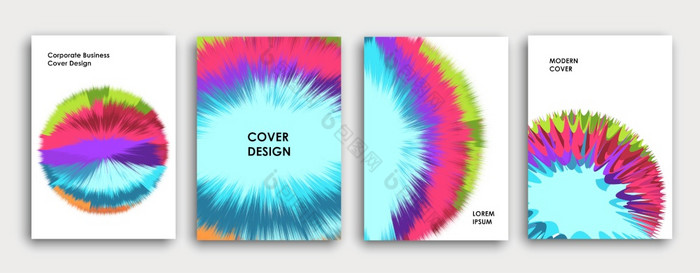 色彩斑斓的书封面页面设计摘要背景油漆爆炸海报企业业务年度报告宣传册有创意的杂志模型明亮的刷中风多色的向量