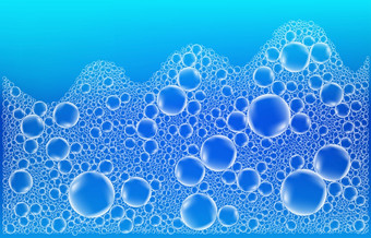 泡沫孤立的透明的蓝色的背景<strong>白色</strong>肥皂洗发<strong>水泡</strong>沫现实的纹理向量肥皂水效果