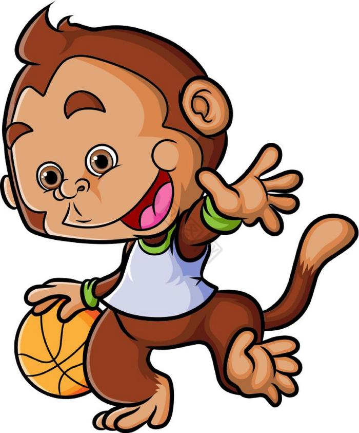 的小猴子玩篮球而运球球图片